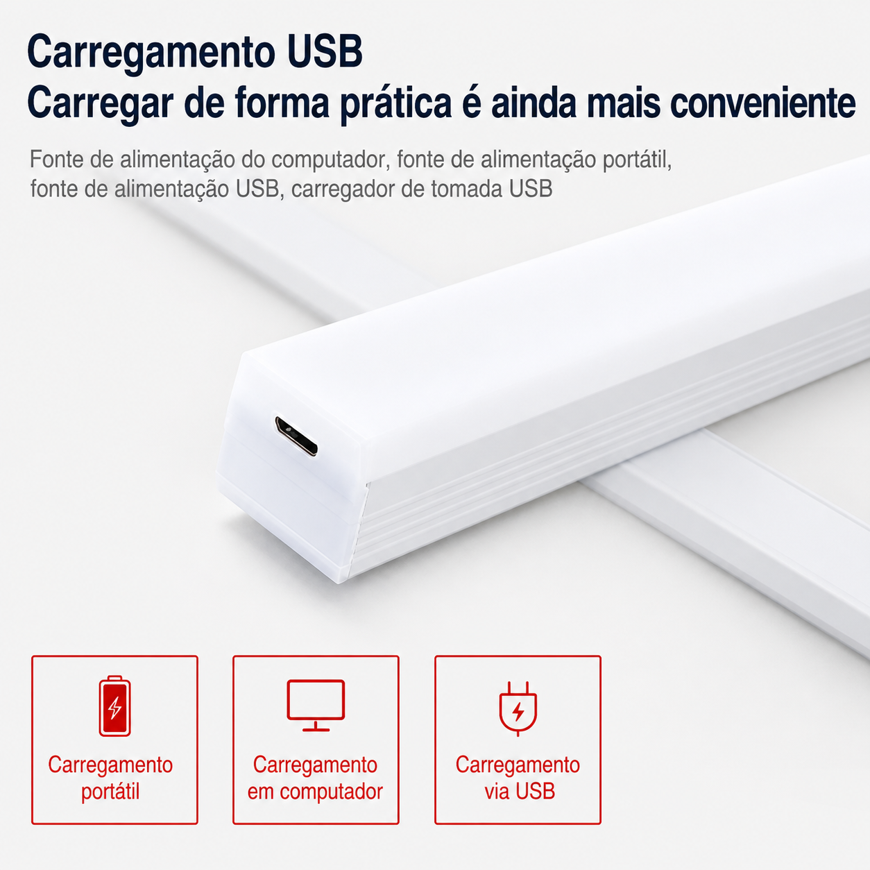 Luminária LED Inteligente com Sensor de Movimento  Acende Sozinha no Escuro • Sem Fio • Recarregável USB
