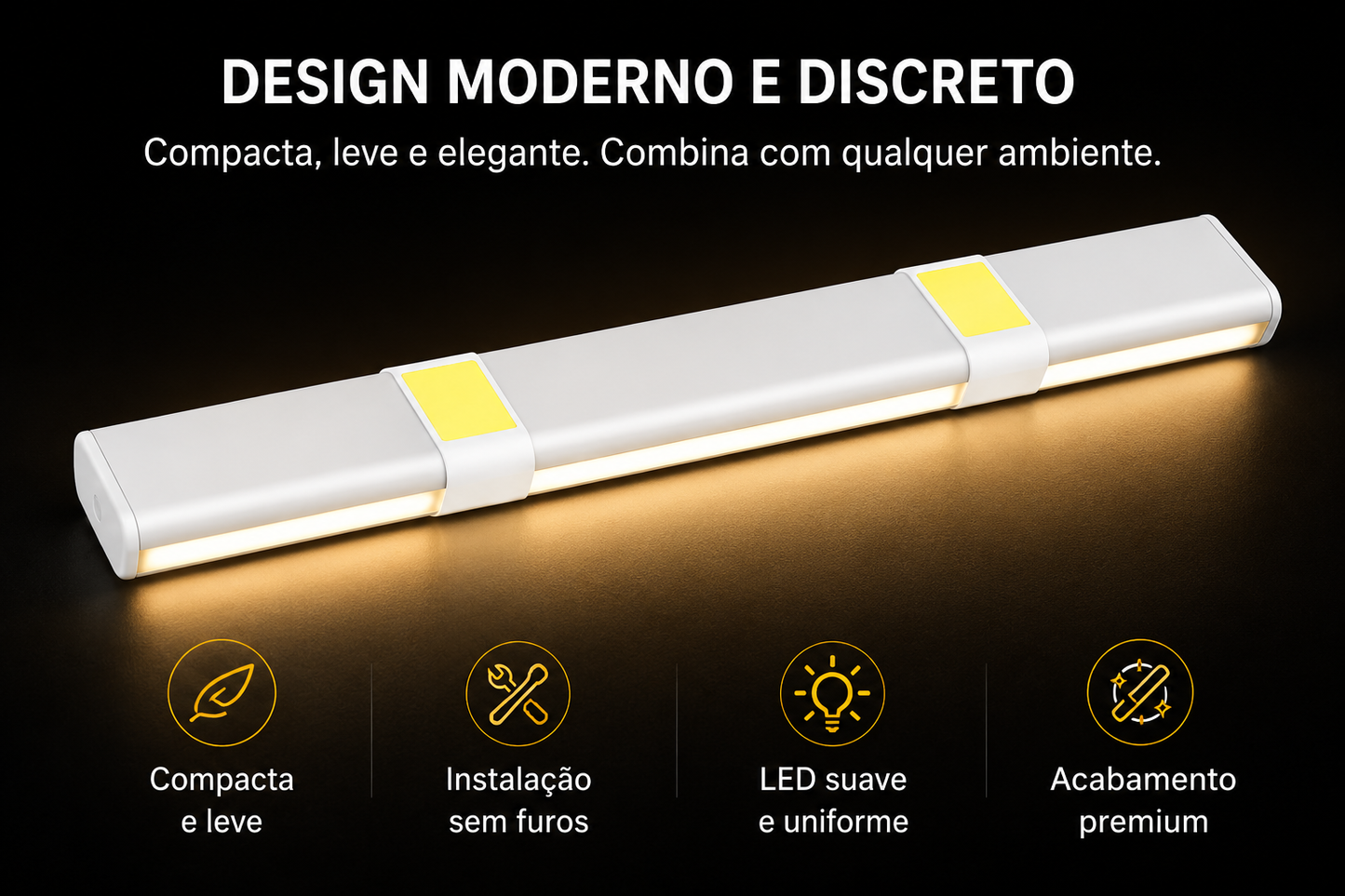 Luminária LED Inteligente com Sensor de Movimento  Acende Sozinha no Escuro • Sem Fio • Recarregável USB