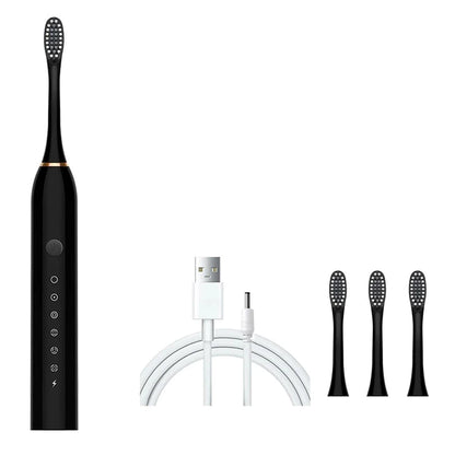 Escova Elétrica Sônica Profissional – 42.000 Vibrações | Dentes Mais Brancos em Casa + 4 Refis Grátis