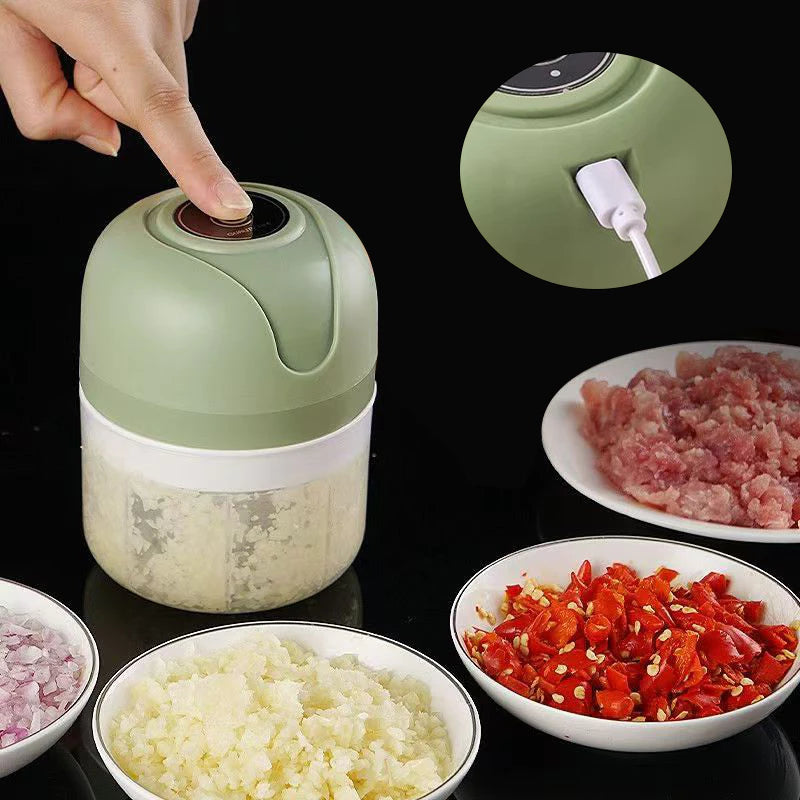 Mini Processador Elétrico Turbo 250ml USB – Triture Alho, Carne e Vegetais em Segundos