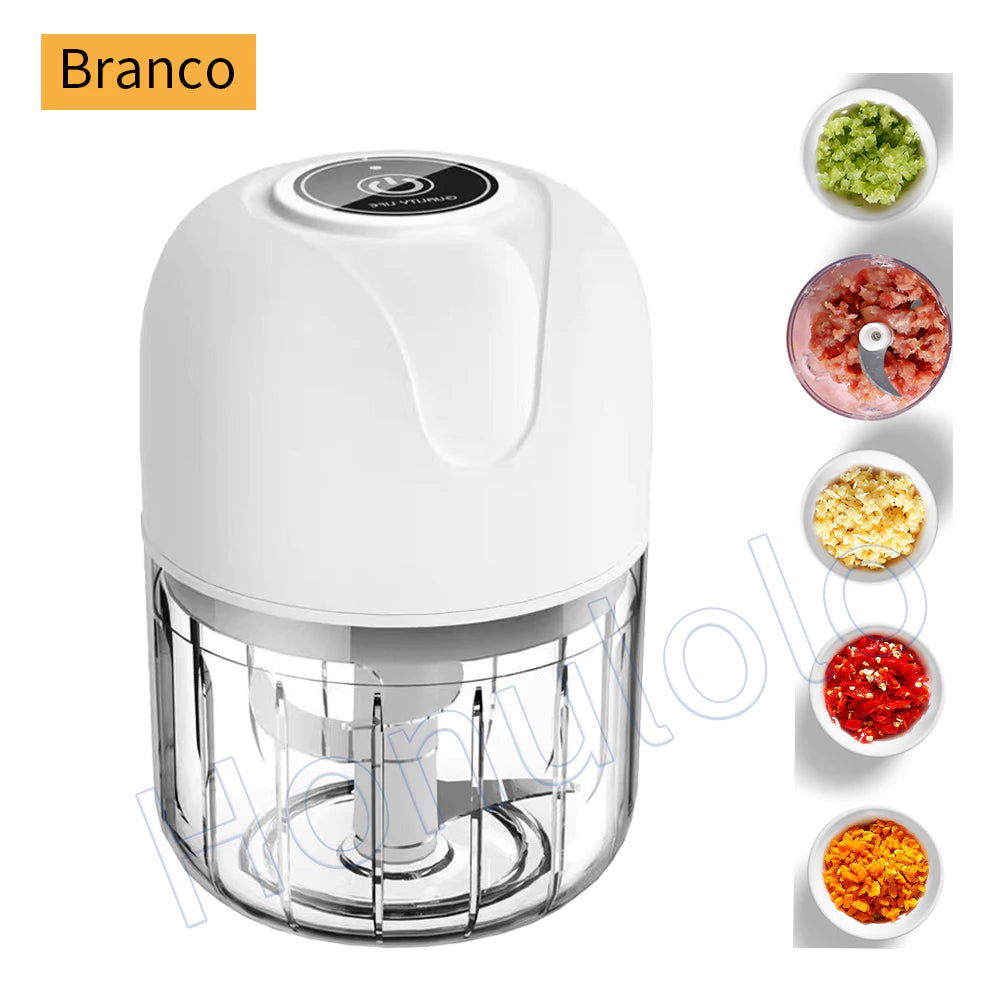 Mini Processador Elétrico Turbo 250ml USB – Triture Alho, Carne e Vegetais em Segundos