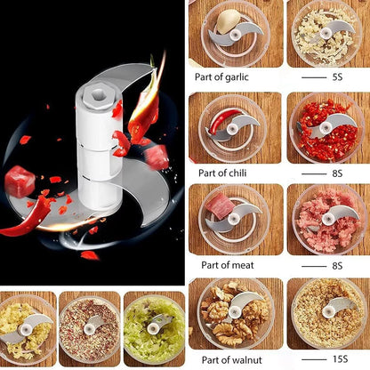 Mini Processador Elétrico Turbo 250ml USB – Triture Alho, Carne e Vegetais em Segundos