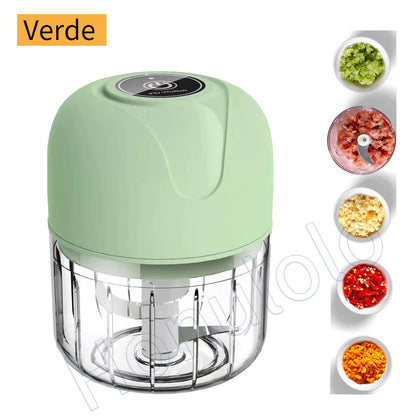 Mini Processador Elétrico Turbo 250ml USB – Triture Alho, Carne e Vegetais em Segundos
