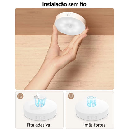 Kit Luminária LED Sensorial Sem Fio com Sensor de Presença – Recarregável USB | 1, 2, 3 ou 4 Unidades