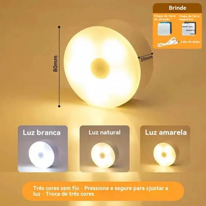 Kit Luminária LED Sensorial Sem Fio com Sensor de Presença – Recarregável USB | 1, 2, 3 ou 4 Unidades
