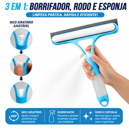 FlashMop Pro™ 3 em 1 | Rodo Spray com Borrifador, Esfregão de Microfibra e Limpeza Sem Balde