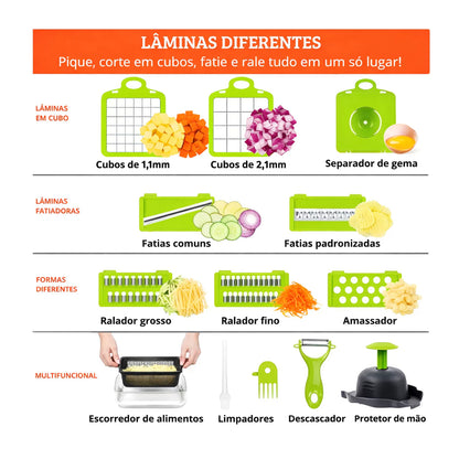 Fatiador de Legumes 16 em 1 – Sua Cozinha Mais Prática e Saudável!