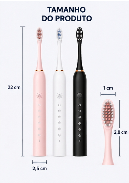 Escova Elétrica Sônica Profissional – 42.000 Vibrações | Dentes Mais Brancos em Casa + 4 Refis Grátis